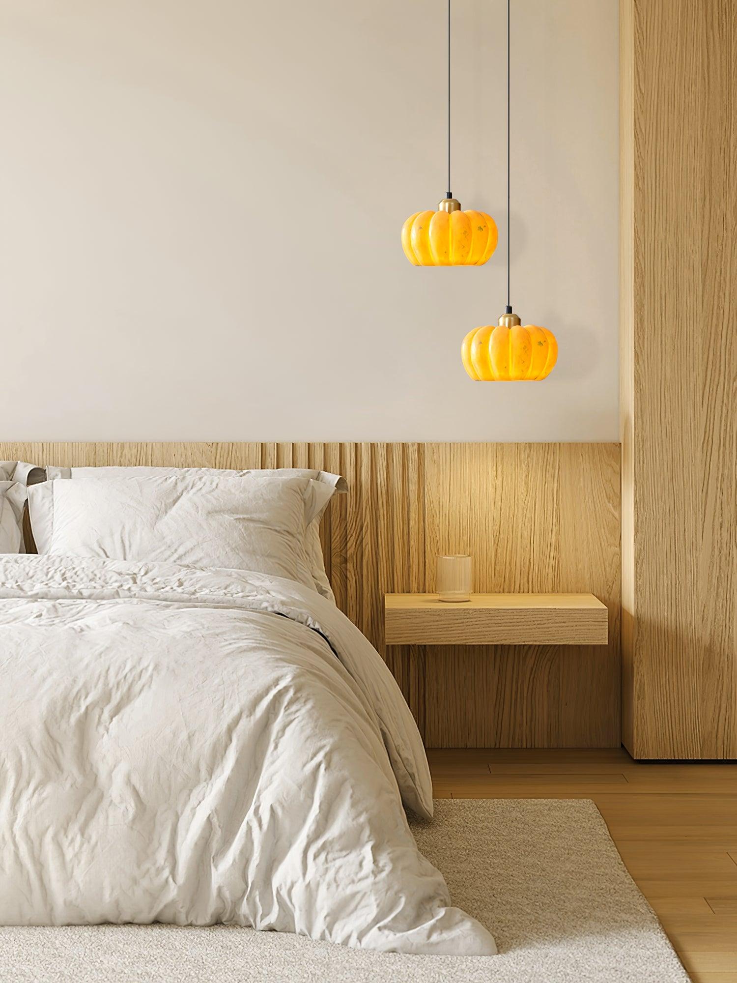 Modern Pumpkin Resin Pendant Light Decorative Hanging Lamp for Kitchen and Dining Room