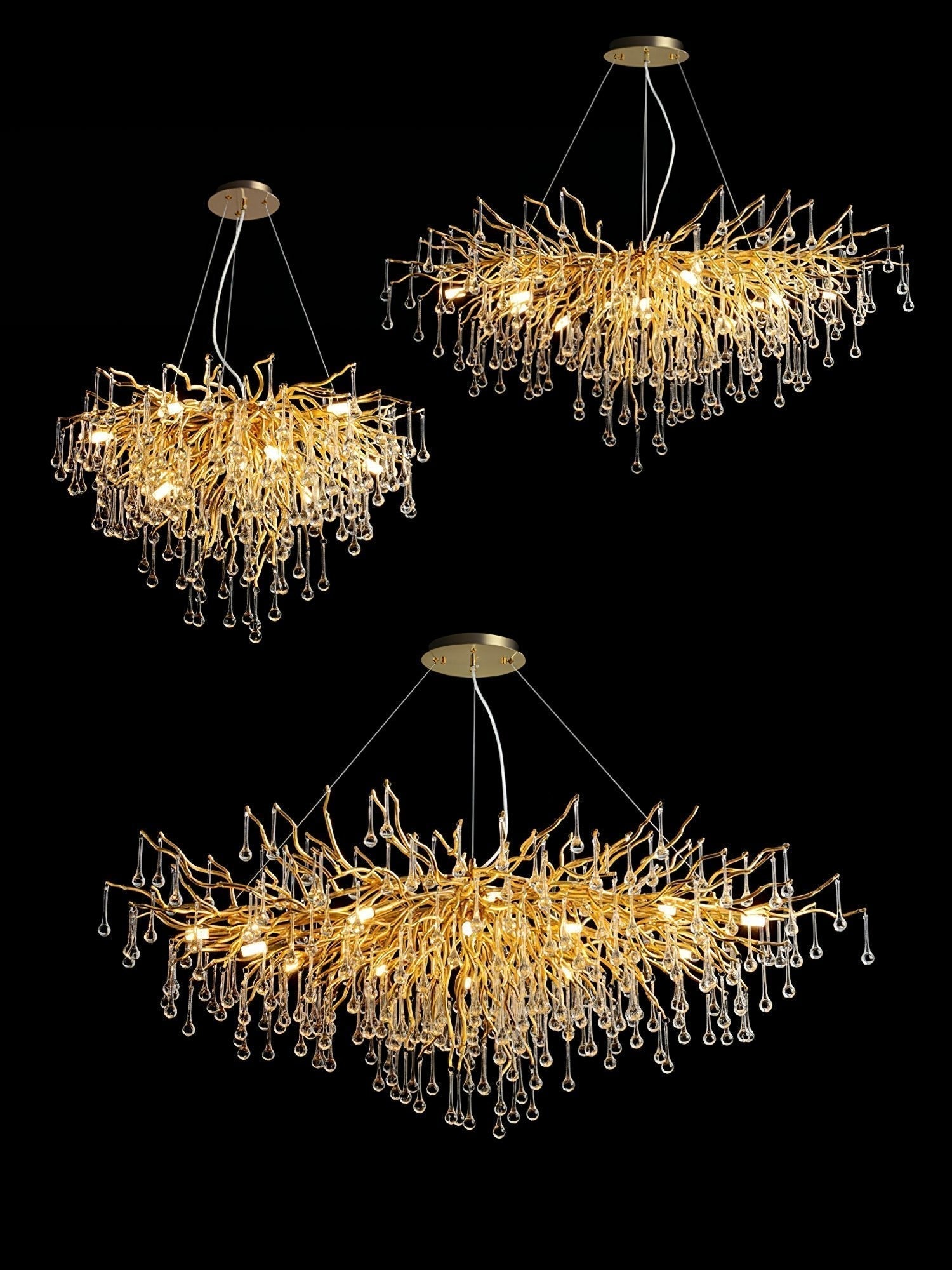 Modern Raindrop Crystal Chandelier Gold Luxury Ceiling Light Fixture