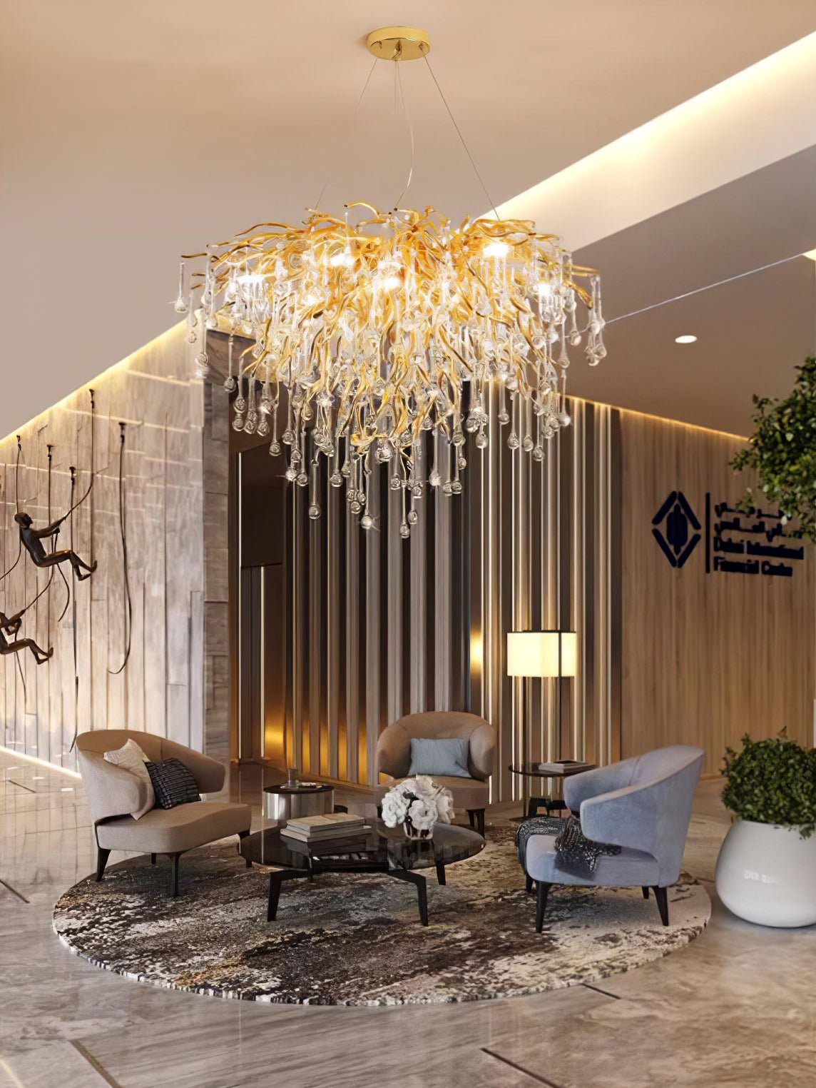 Modern Raindrop Crystal Chandelier Gold Luxury Ceiling Light Fixture