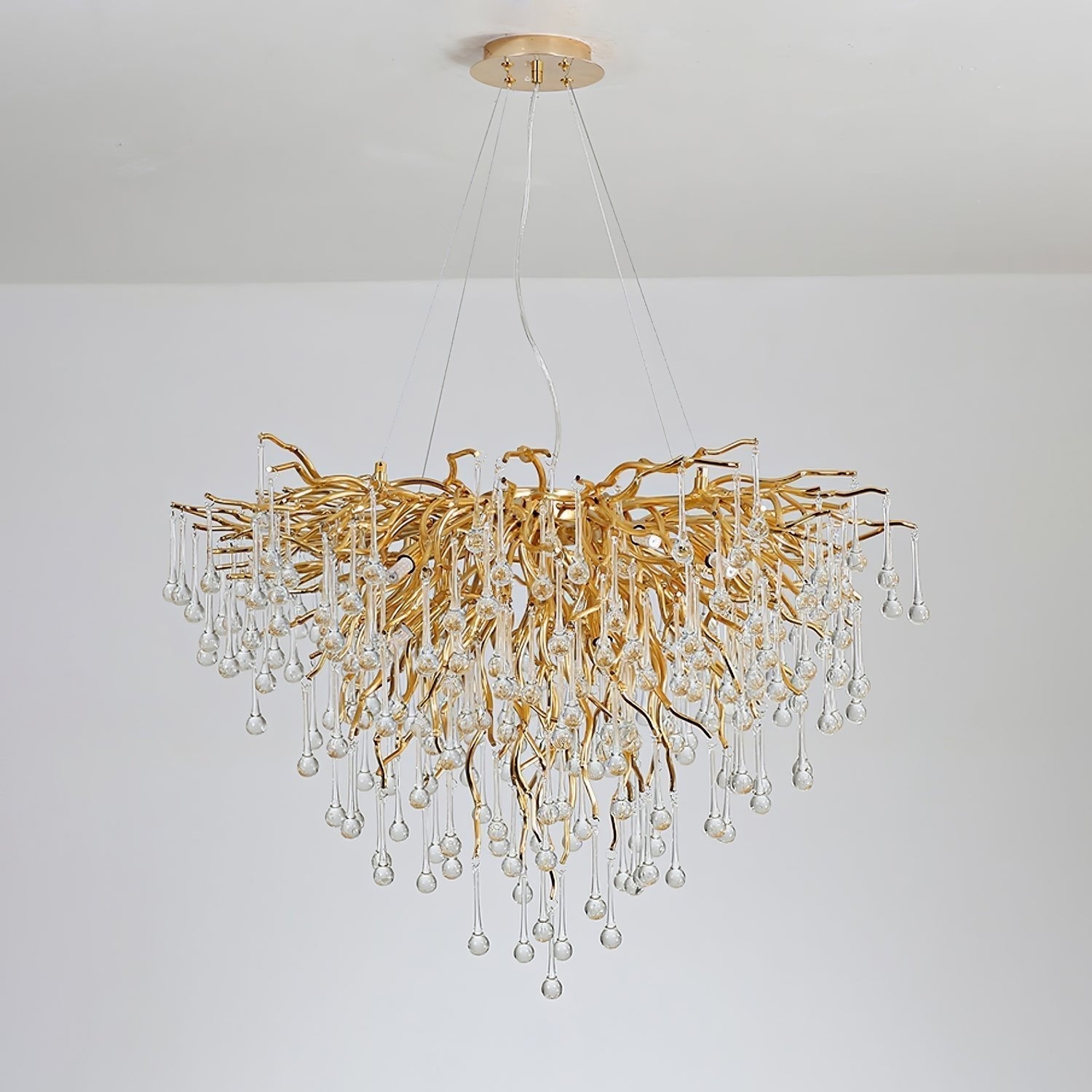Modern Raindrop Crystal Chandelier Gold Luxury Ceiling Light Fixture