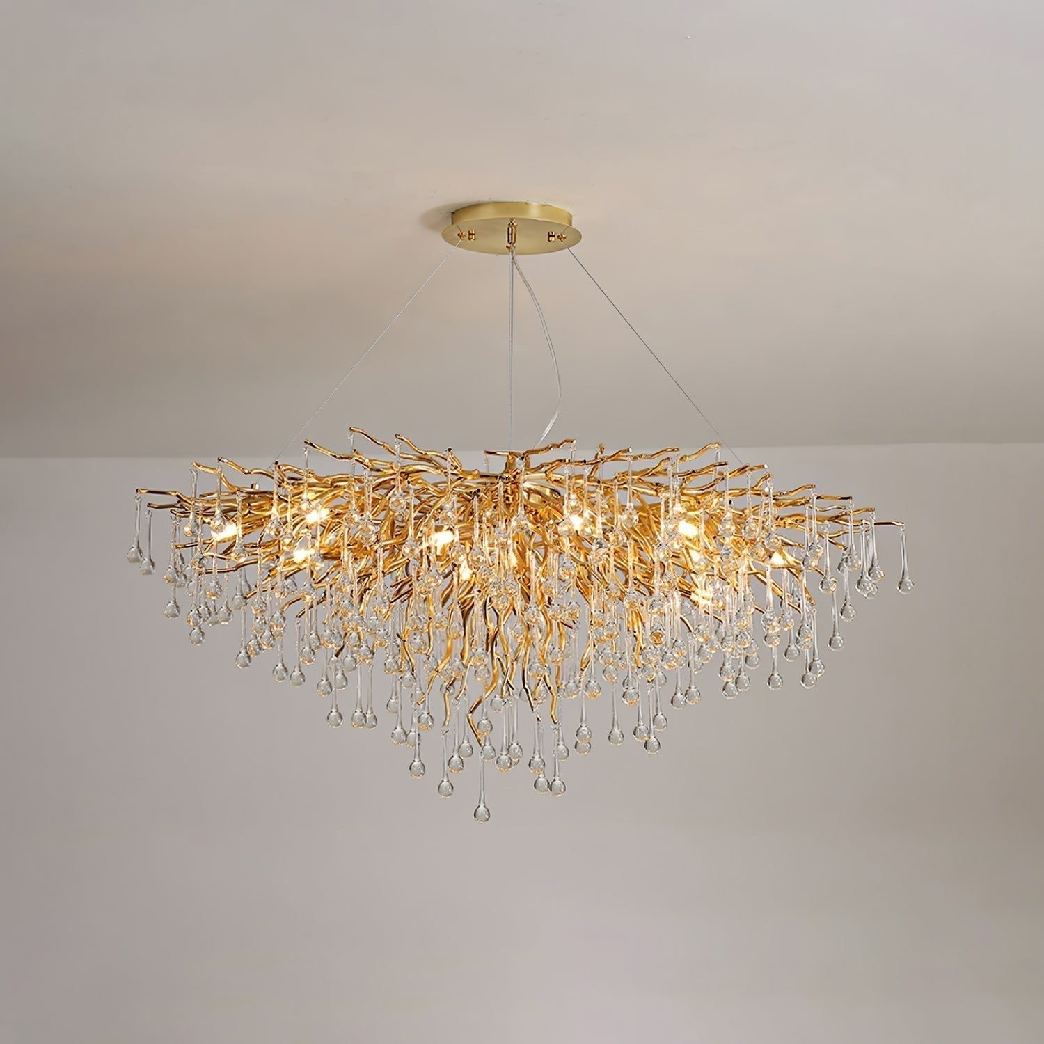 Modern Raindrop Crystal Chandelier Gold Luxury Ceiling Light Fixture