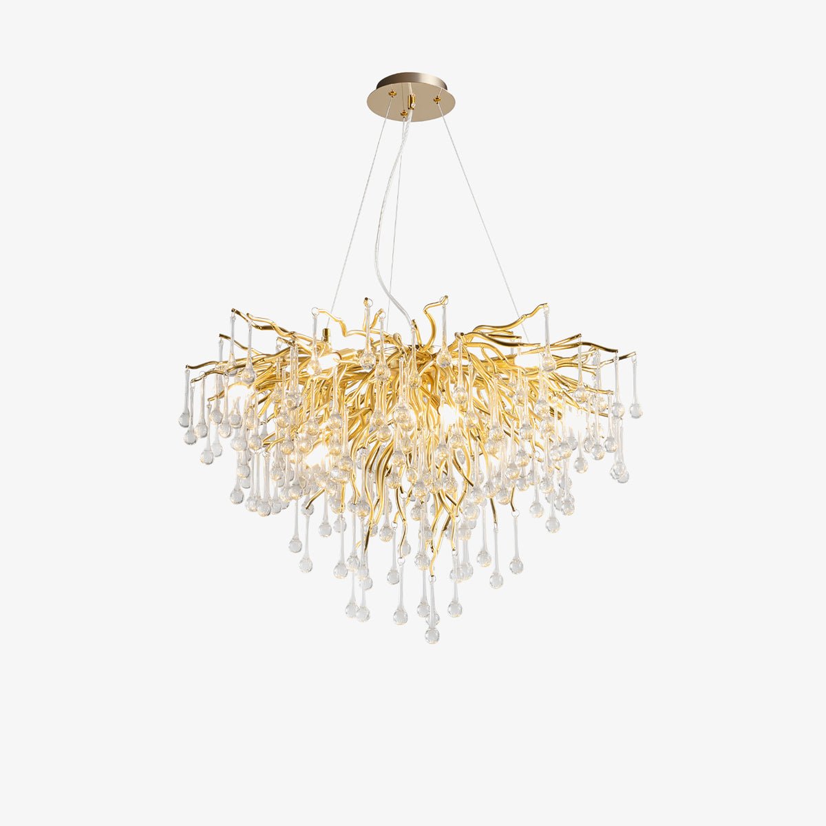 Modern Raindrop Crystal Chandelier Gold Luxury Ceiling Light Fixture