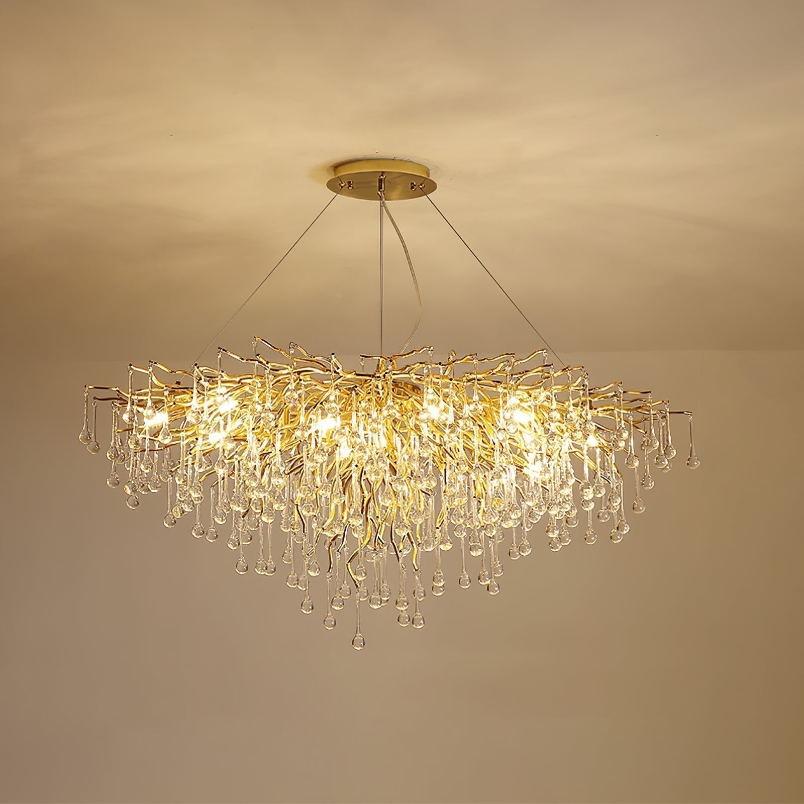 Modern Raindrop Crystal Chandelier Gold Luxury Ceiling Light Fixture