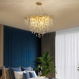 Modern Raindrop Crystal Chandelier Gold Luxury Ceiling Light Fixture