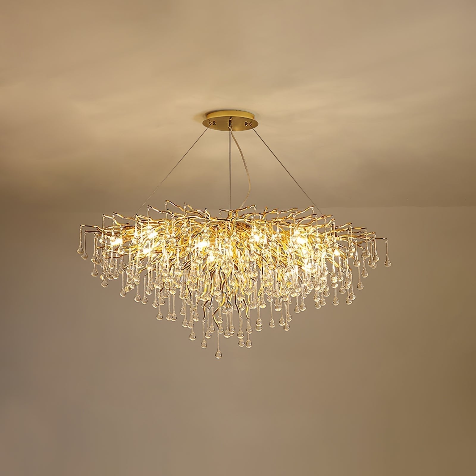 Modern Raindrop Crystal Chandelier Gold Luxury Ceiling Light Fixture