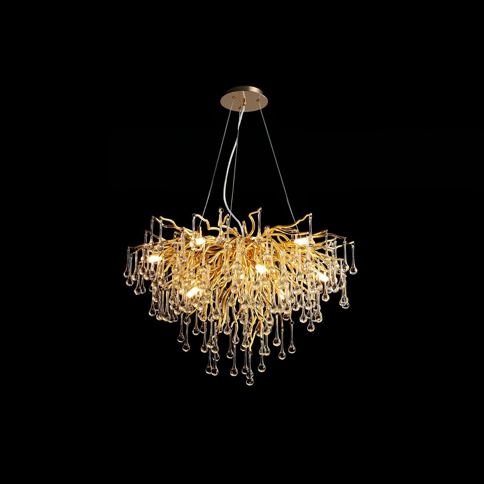 Modern Raindrop Crystal Chandelier Gold Luxury Ceiling Light Fixture