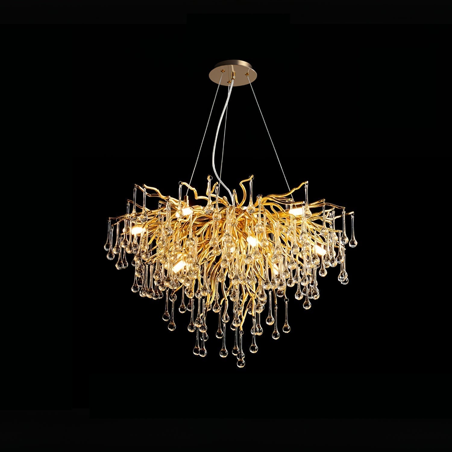 Modern Raindrop Crystal Chandelier Gold Luxury Ceiling Light Fixture