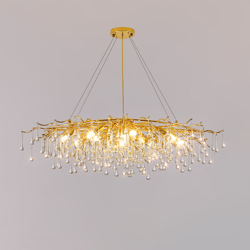 Modern Raindrop Crystal Chandelier Gold Luxury Ceiling Light Fixture