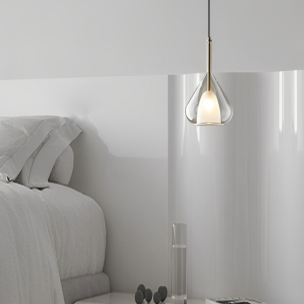 Modern Raindrop Double Layer Glass Pendant Light Nordic Small Chandelier for Dining Room