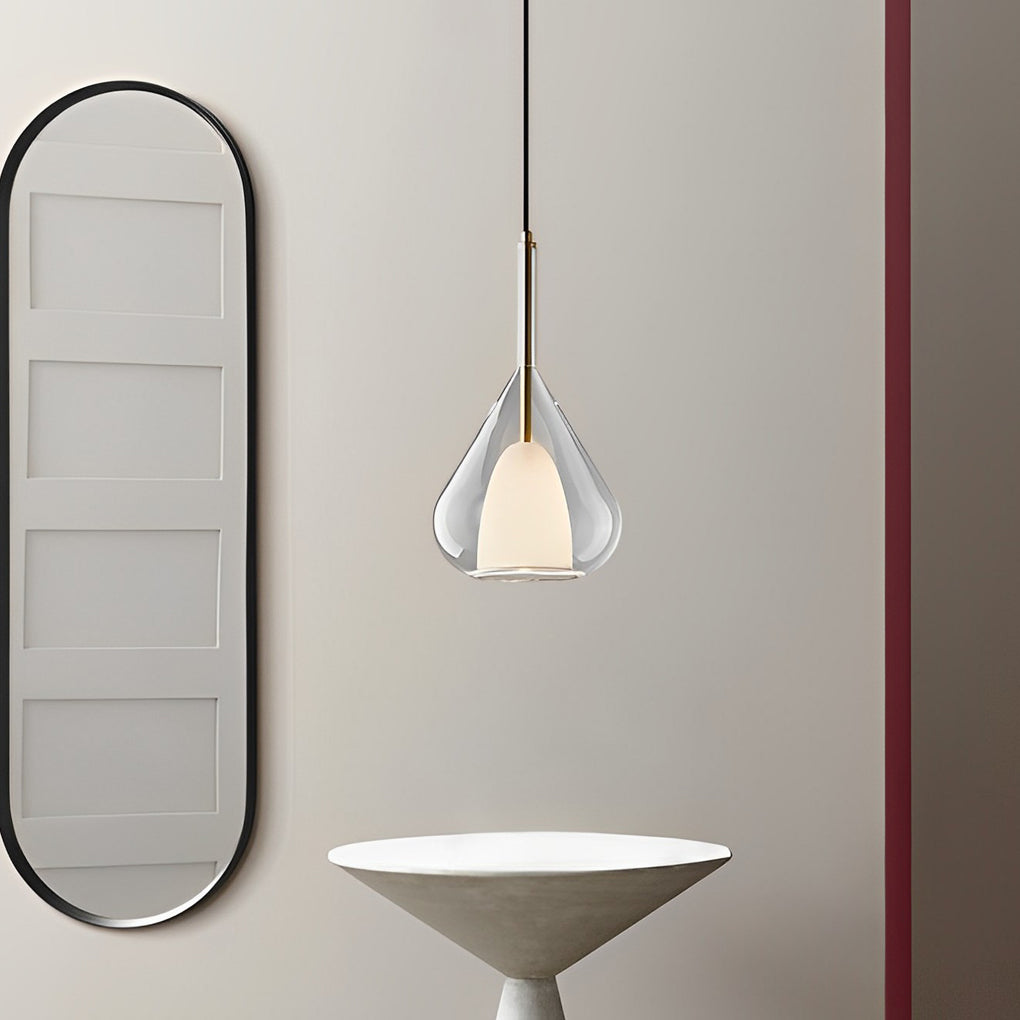 Modern Raindrop Double Layer Glass Pendant Light Nordic Small Chandelier for Dining Room