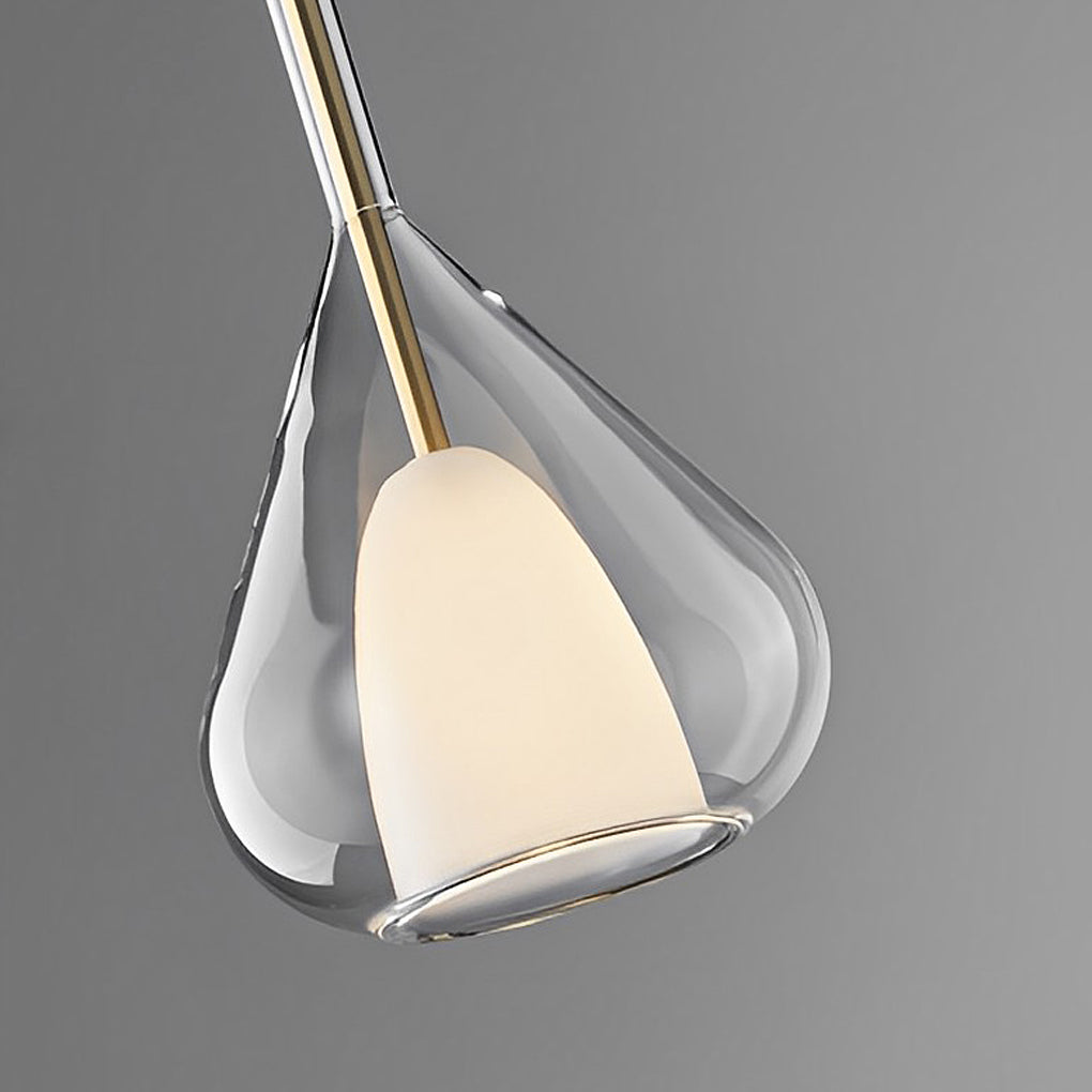 Modern Raindrop Double Layer Glass Pendant Light Nordic Small Chandelier for Dining Room