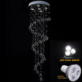 Modern Raindrop Spiral Crystal Chandelier LED Ceiling Light Fixture for Living Room Foyer