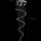 Modern Raindrop Spiral Crystal Chandelier LED Ceiling Light Fixture for Living Room Foyer