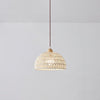 Modern Rattan Arch Pendant Light Handcrafted Wood and Woven Fiber Hanging Ceiling Lamp for Dining Room