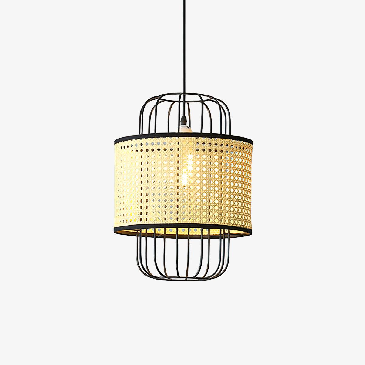 Modern Rattan Aru Drop Pendant Light Handwoven Woven Webbing Ceiling Hanging Lamp