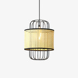 Modern Rattan Aru Drop Pendant Light Handwoven Woven Webbing Ceiling Hanging Lamp