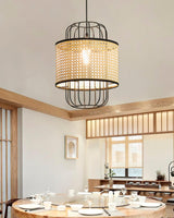 Modern Rattan Aru Drop Pendant Light Handwoven Woven Webbing Ceiling Hanging Lamp