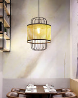 Modern Rattan Aru Drop Pendant Light Handwoven Woven Webbing Ceiling Hanging Lamp
