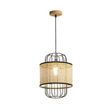 Modern Rattan Aru Drop Pendant Light Handwoven Woven Webbing Ceiling Hanging Lamp