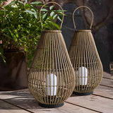 Modern Rattan Garden Lantern Waterproof Outdoor Floor Light for Patio and Landscape