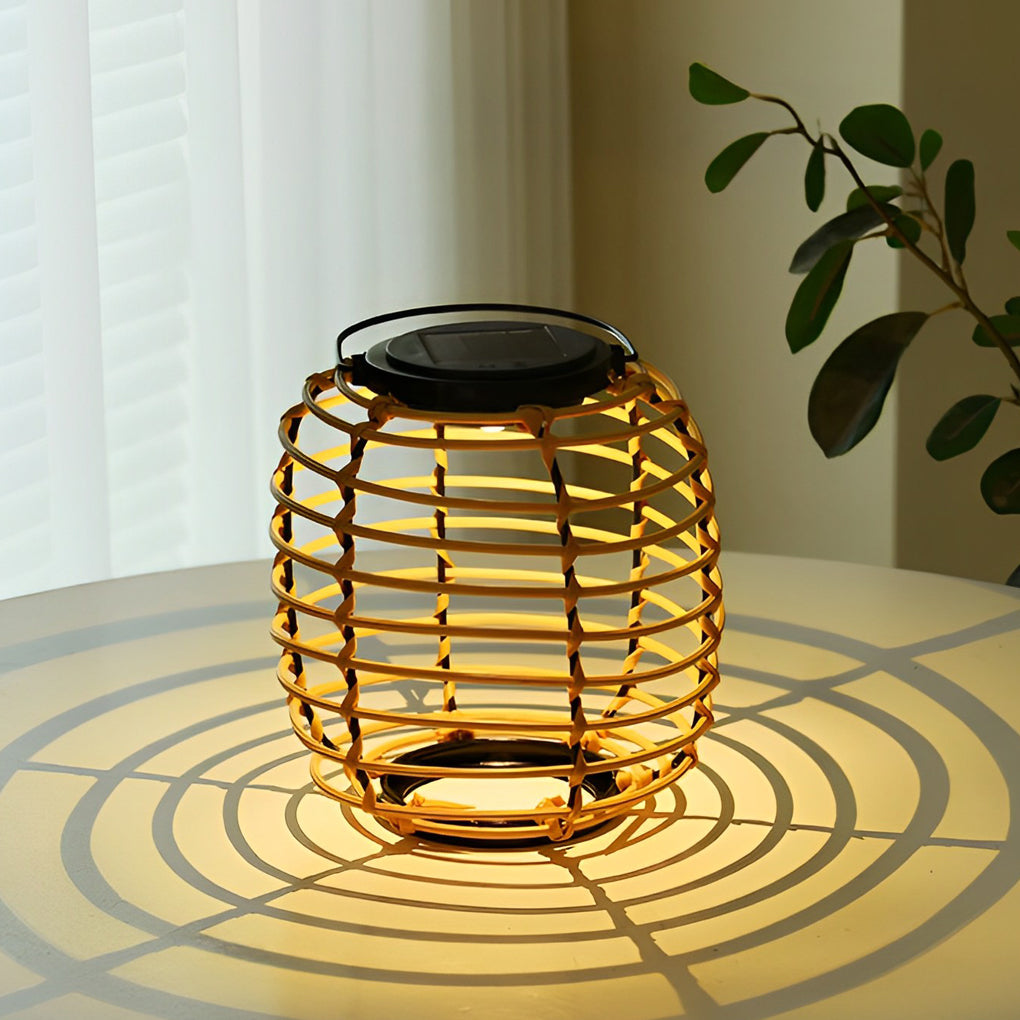 Modern Rattan Solar Garden Lantern Waterproof LED Outdoor Decorative Lawn Light