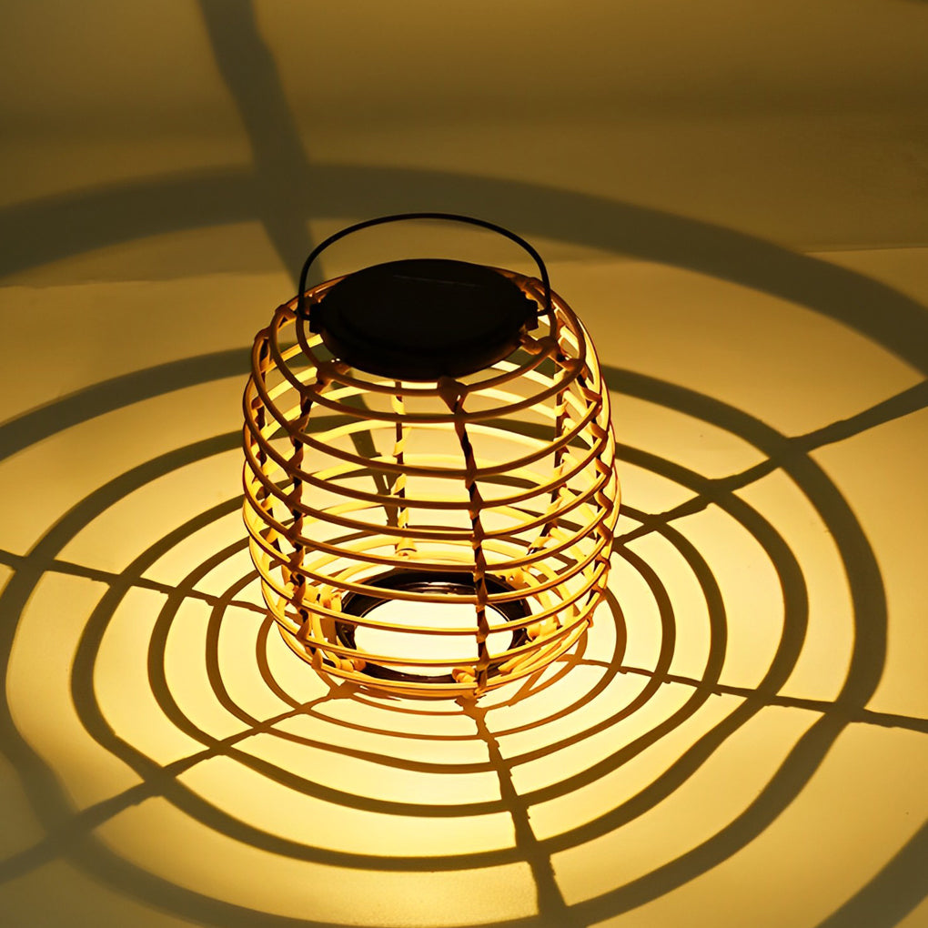 Modern Rattan Solar Garden Lantern Waterproof LED Outdoor Decorative Lawn Light