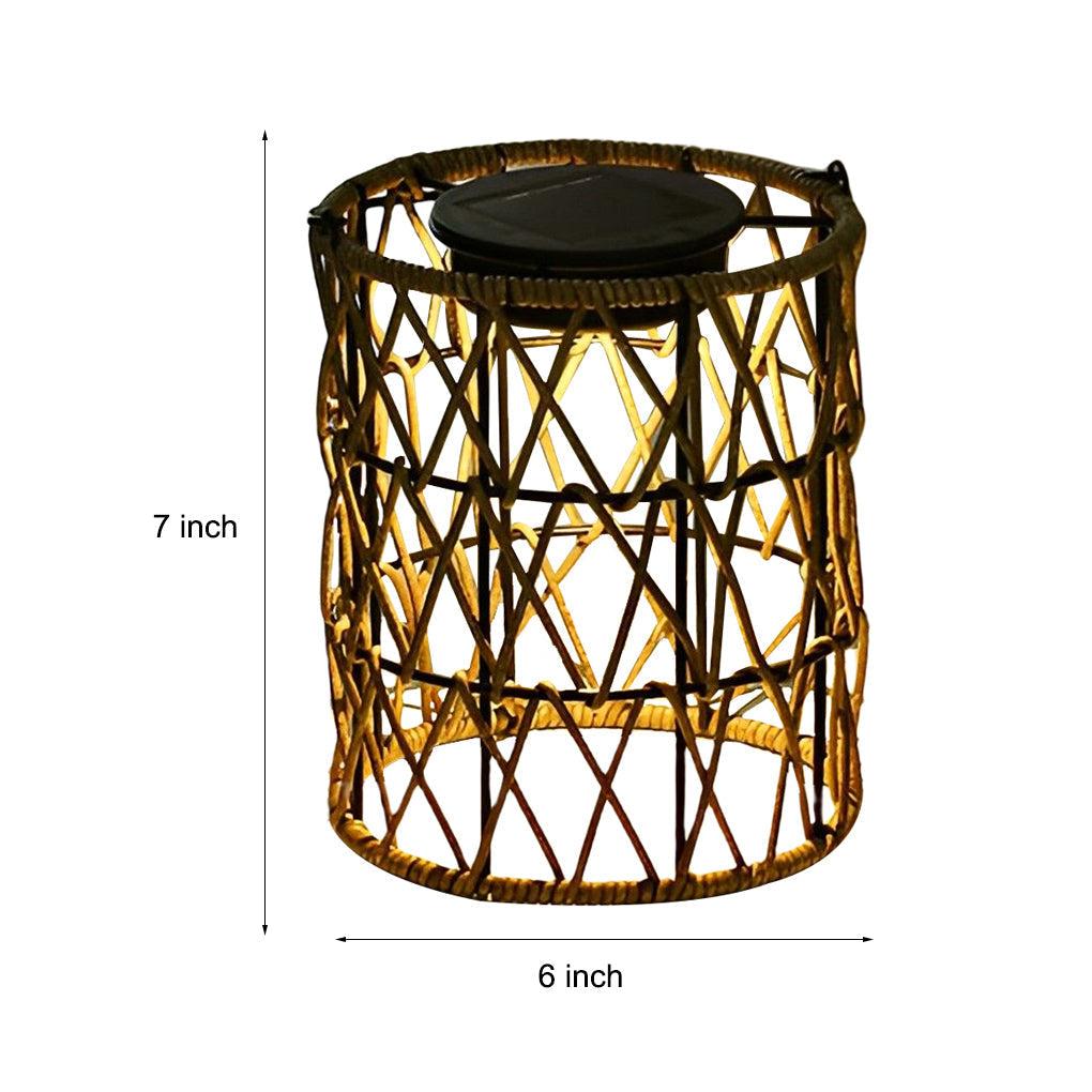 Modern Rattan Solar Garden Lantern Waterproof LED Outdoor Decorative Lawn Light