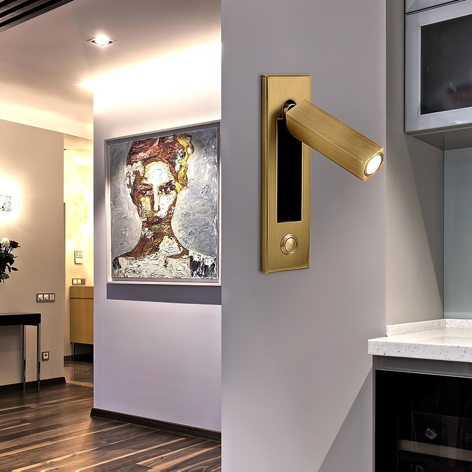 Modern Recessed LED Bedside Reading Wall Sconce Set of 2 Adjustable Swivel Light