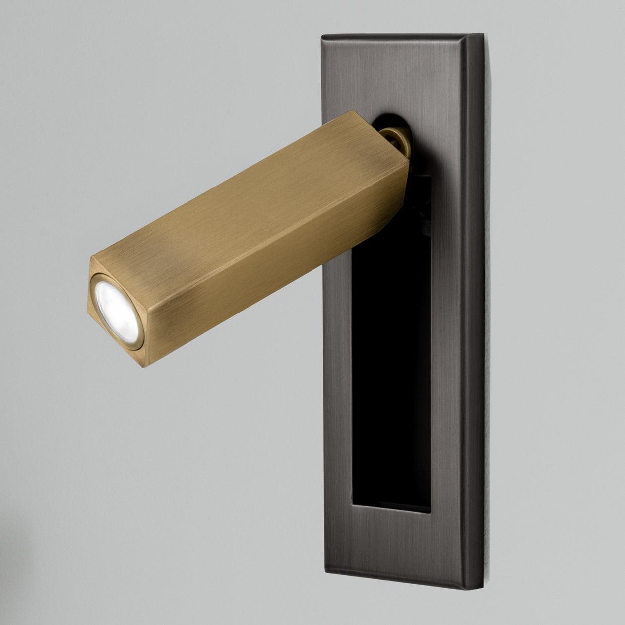 Modern Recessed LED Bedside Reading Wall Sconce Set of 2 Adjustable Swivel Light