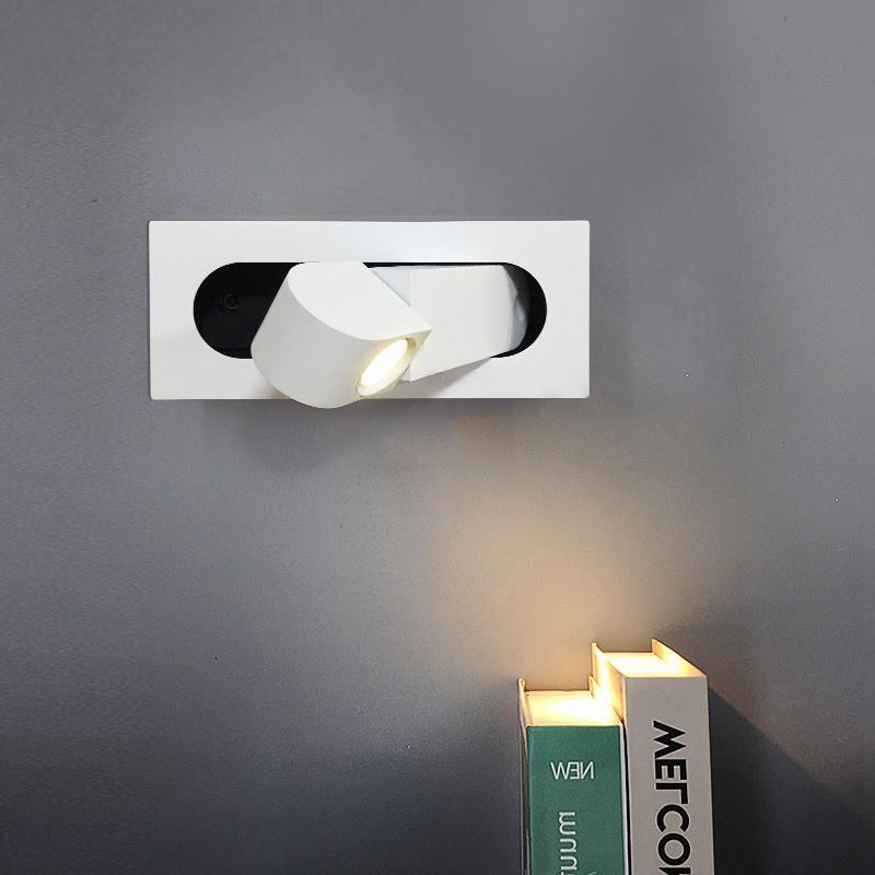 Modern Recessed LED Bedside Wall Sconce with Adjustable Reading Light and Push Button Mechanism