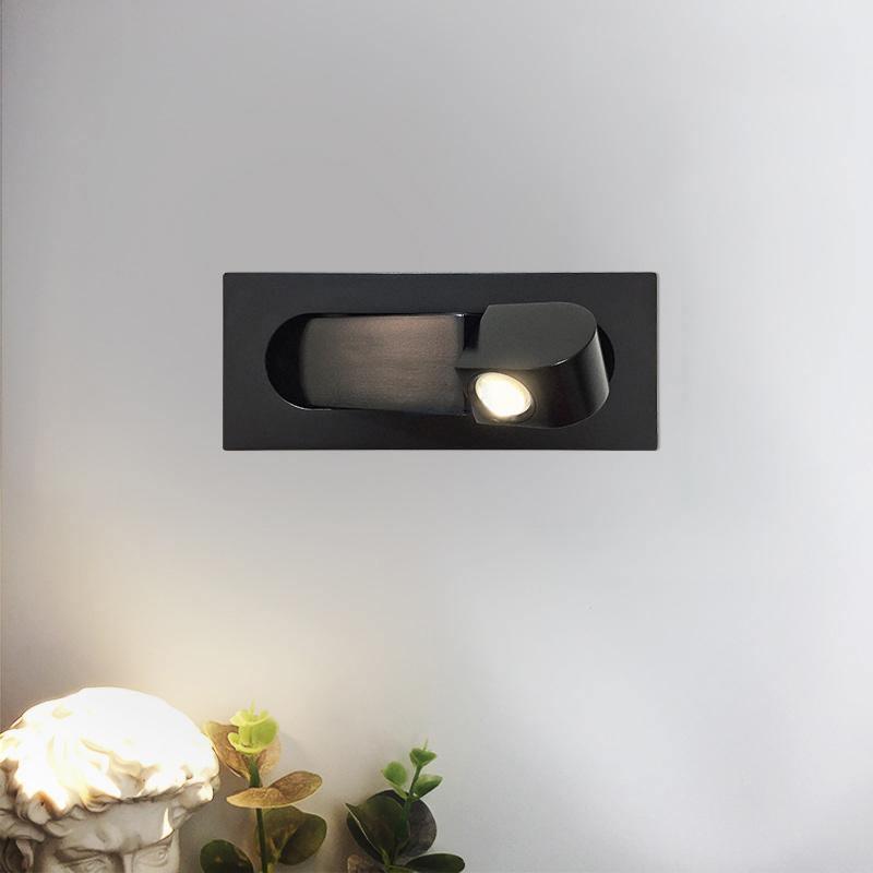 Modern Recessed LED Bedside Wall Sconce with Adjustable Reading Light and Push Button Mechanism