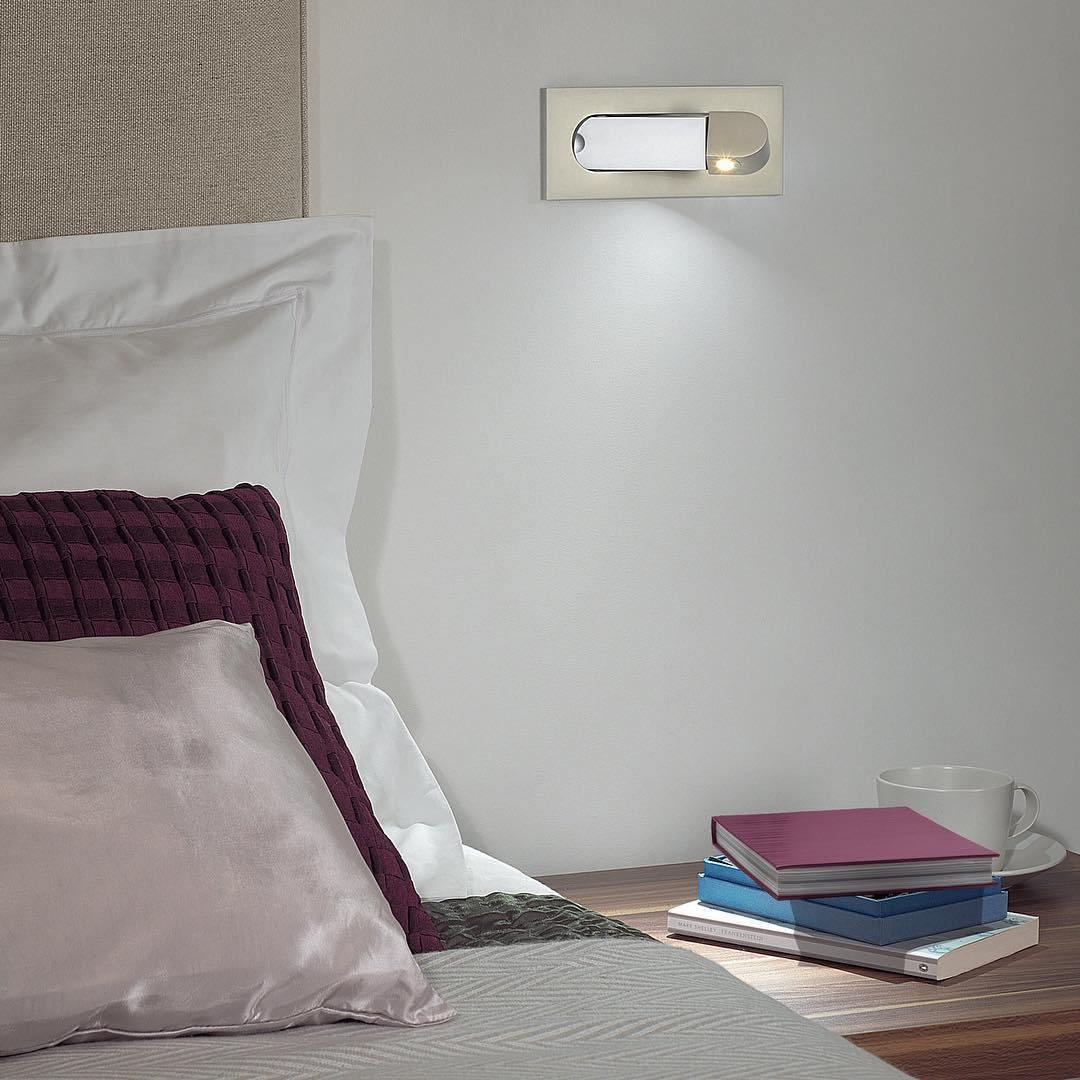 Modern Recessed LED Bedside Wall Sconce with Adjustable Reading Light and Push Button Mechanism