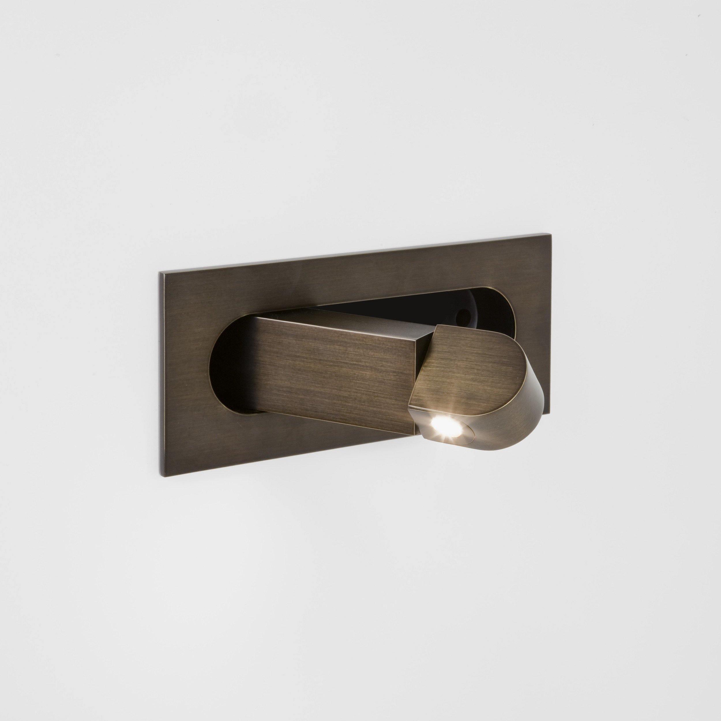 Modern Recessed LED Bedside Wall Sconce with Adjustable Reading Light and Push Button Mechanism