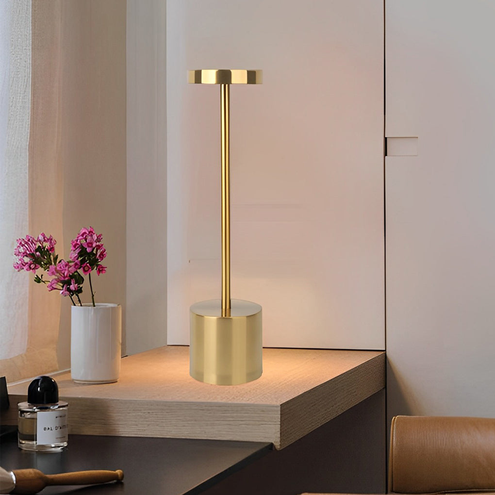 Modern Rechargeable LED Rod Table Lamp Cordless Bedside Desk Light with Touch Sensor