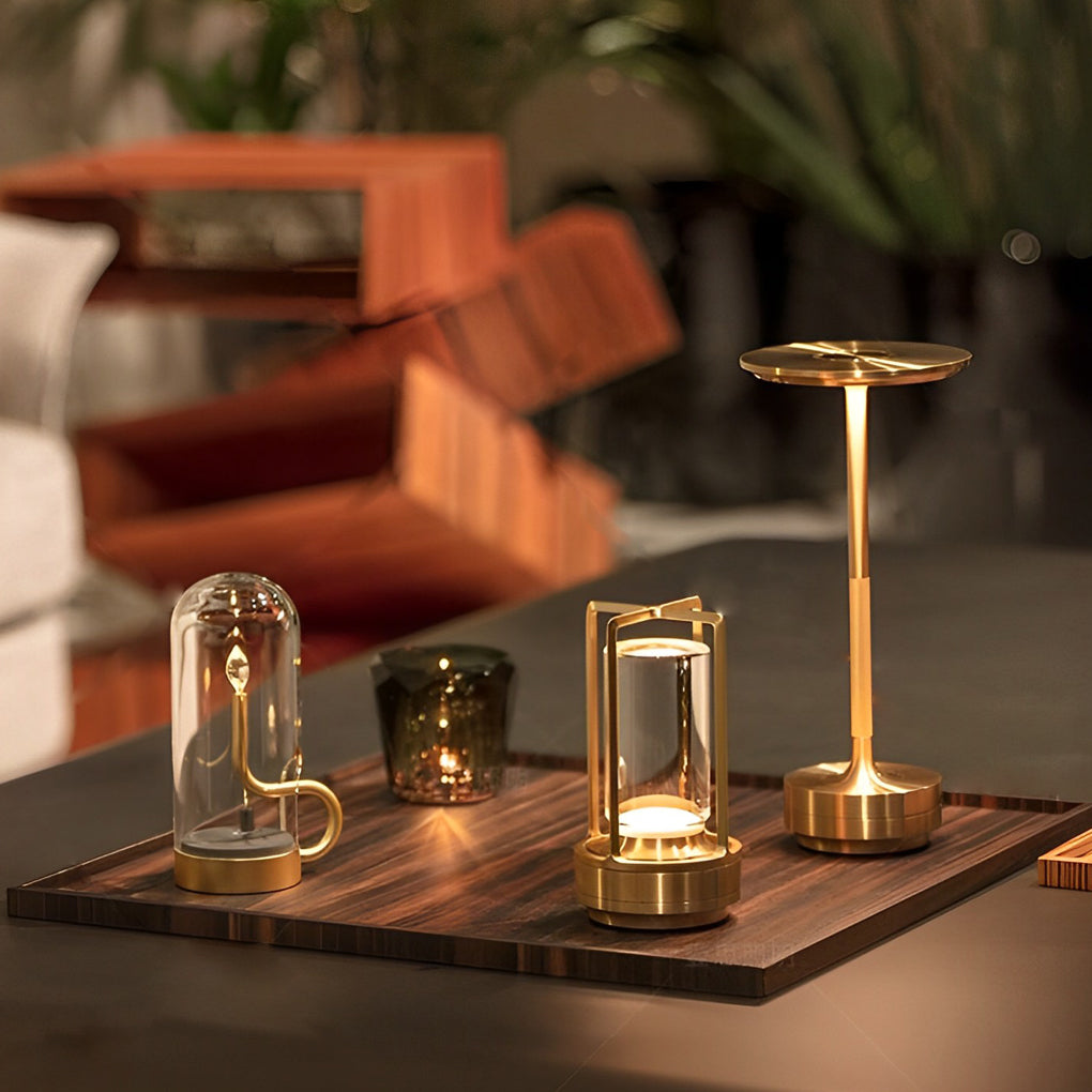 Modern Rechargeable LED UFO Table Lamp Cordless Metal Slender Desk Light for Bedroom