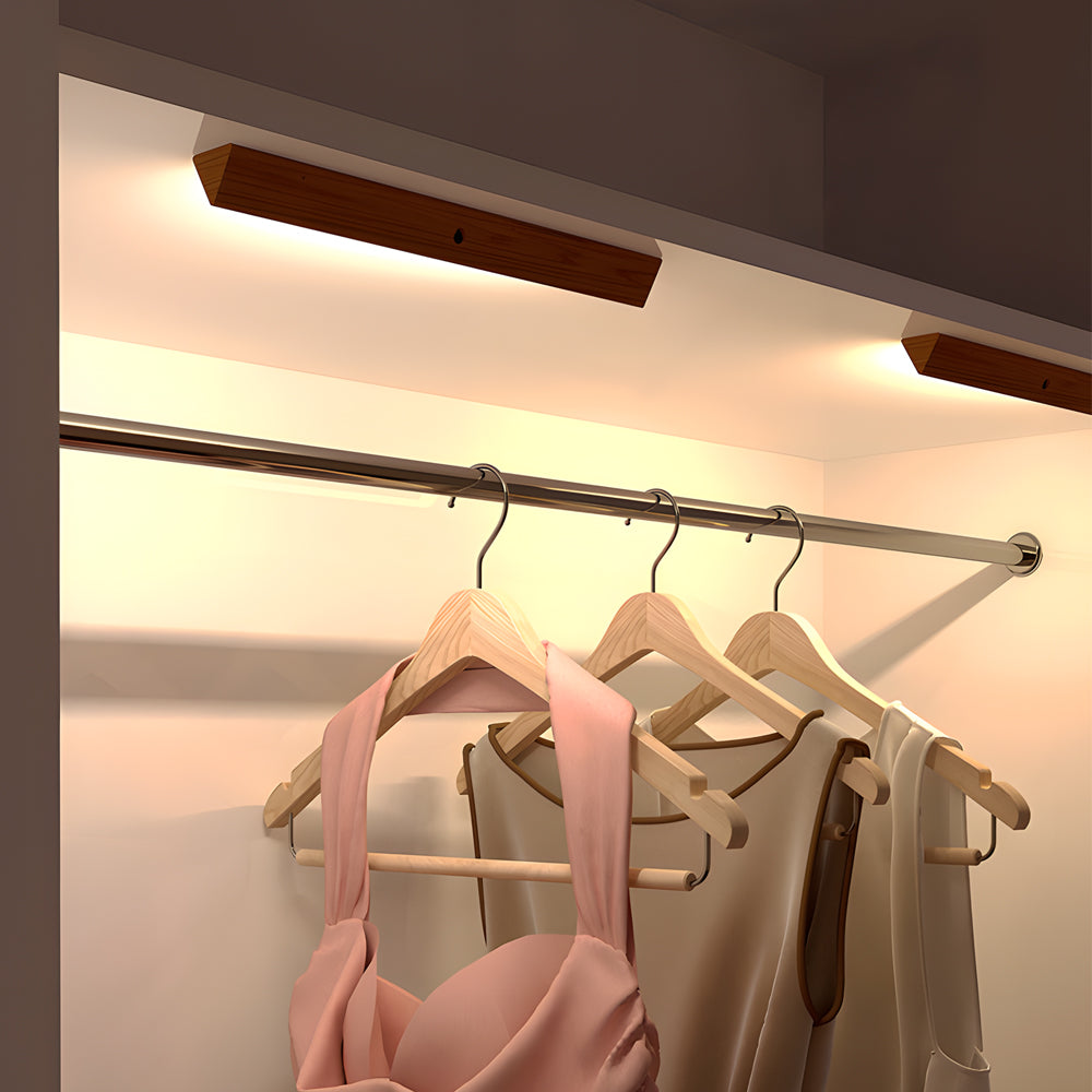 Modern Rechargeable Wood LED Motion Sensor Cabinet Light for Wardrobe and Closet