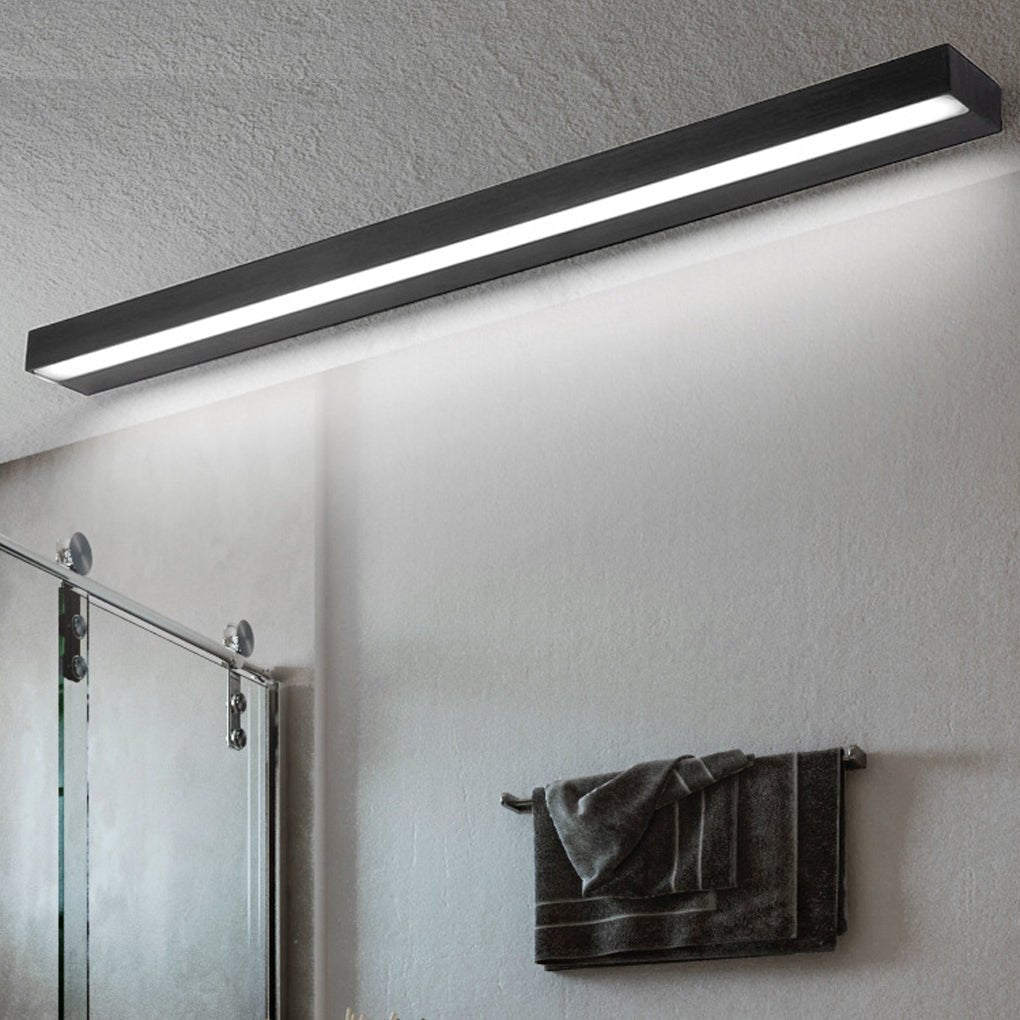 Modern Rectangle LED Bathroom Vanity Light with Downlight for Mirror Lighting in Silver or Black Finish