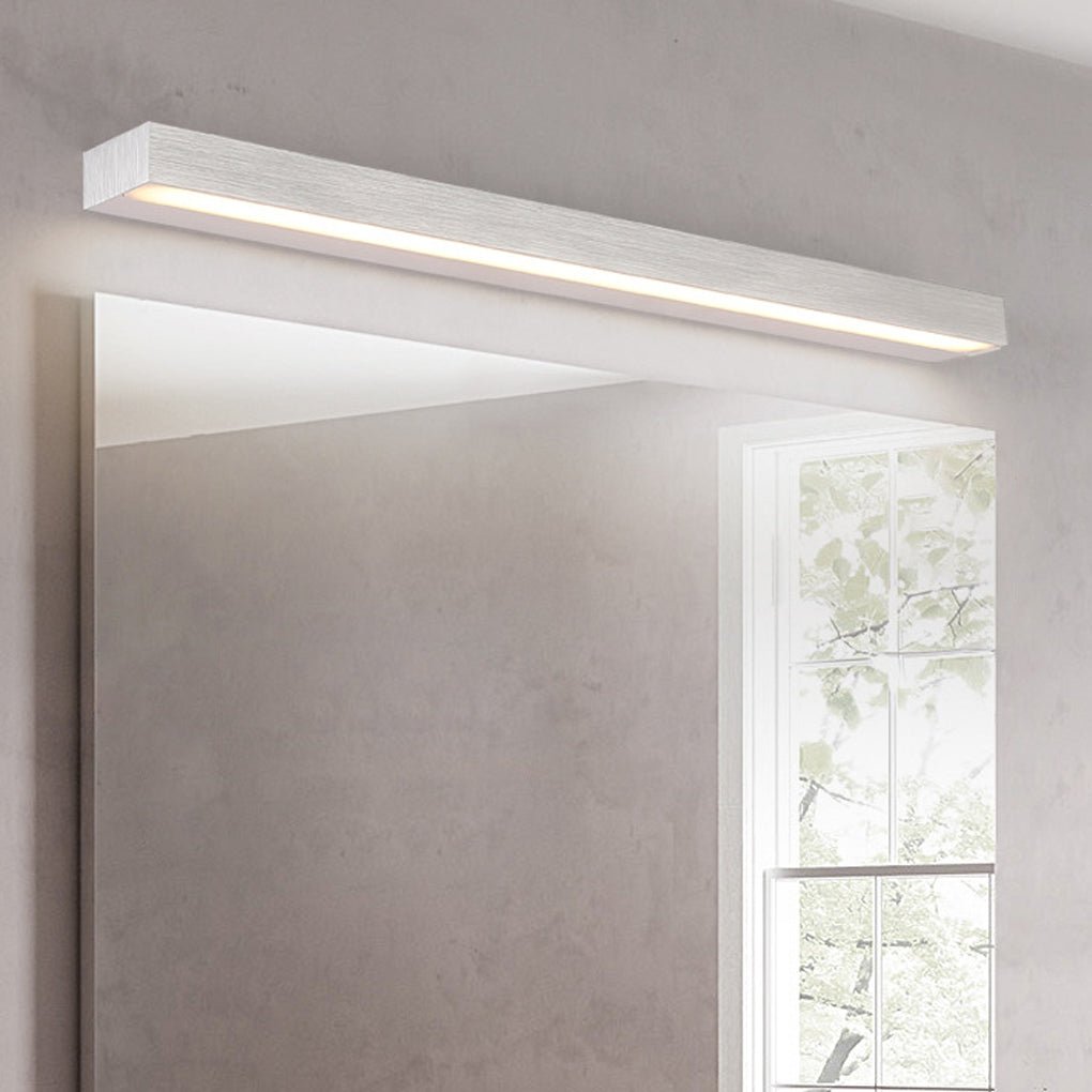 Modern Rectangle LED Bathroom Vanity Light with Downlight for Mirror Lighting in Silver or Black Finish