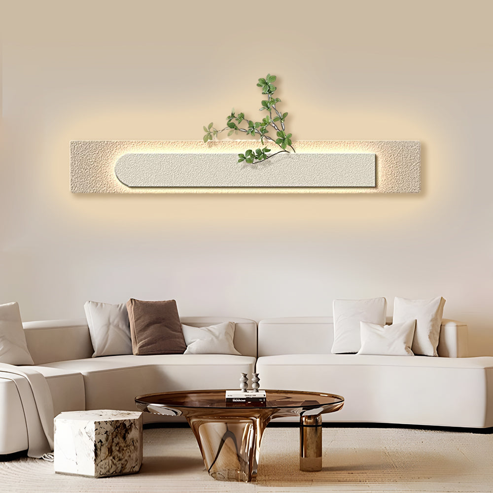 Modern Rectangular 3D Sandstone LED Wall Art Painting with Remote Control and USB Power