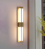 Modern Rectangular Alabaster Wall Sconce Brass Indoor LED Vanity Light Fixture