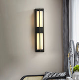 Modern Rectangular Alabaster Wall Sconce Brass Indoor LED Vanity Light Fixture