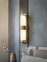 Modern Rectangular Alabaster Wall Sconce Brass Indoor LED Vanity Light Fixture