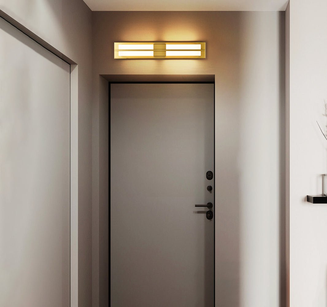 Modern Rectangular Alabaster Wall Sconce Brass Indoor LED Vanity Light Fixture
