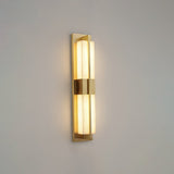 Modern Rectangular Alabaster Wall Sconce Brass Indoor LED Vanity Light Fixture