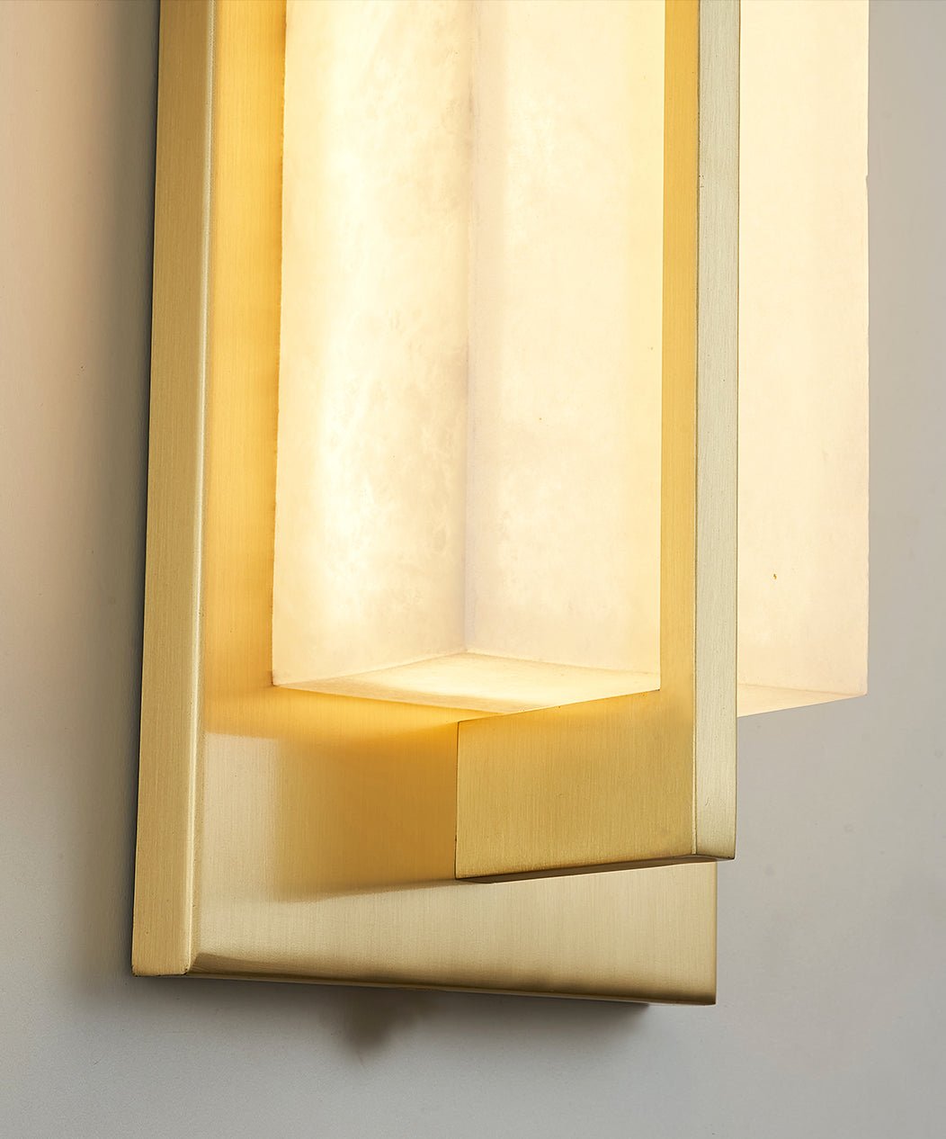 Modern Rectangular Alabaster Wall Sconce Brass Indoor LED Vanity Light Fixture