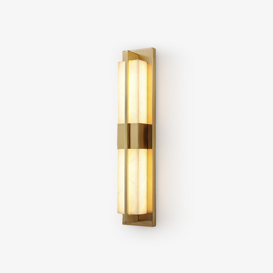 Modern Rectangular Alabaster Wall Sconce Brass Indoor LED Vanity Light Fixture