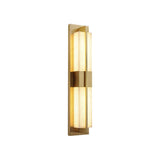 Modern Rectangular Alabaster Wall Sconce Brass Indoor LED Vanity Light Fixture