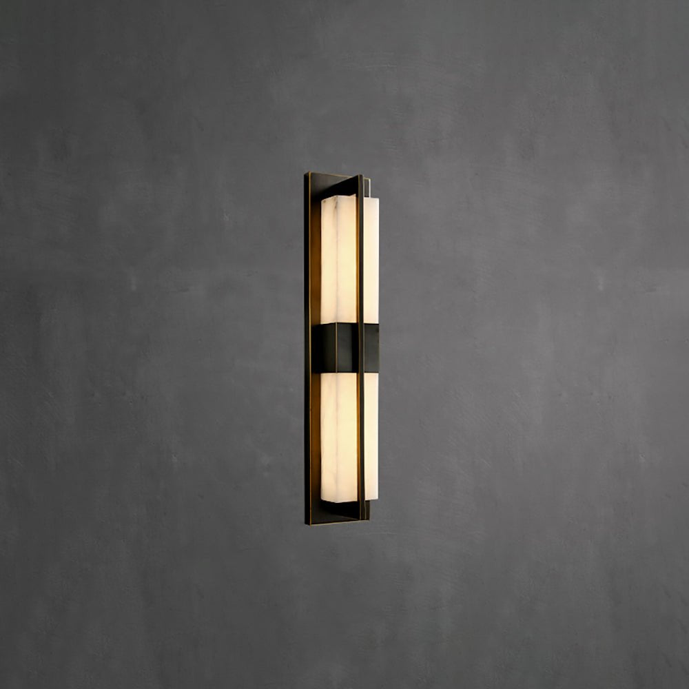 Modern Rectangular Alabaster Wall Sconce Brass Indoor LED Vanity Light Fixture