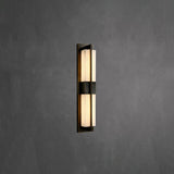 Modern Rectangular Alabaster Wall Sconce Brass Indoor LED Vanity Light Fixture