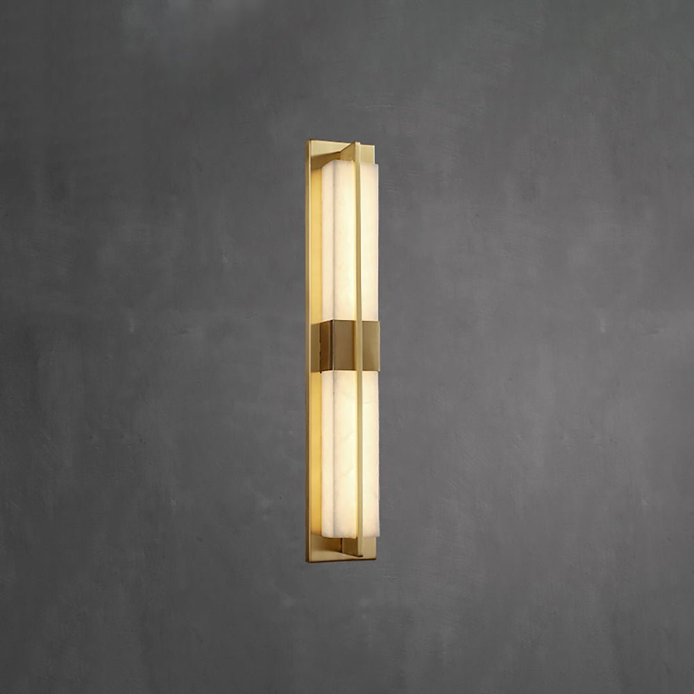 Modern Rectangular Alabaster Wall Sconce Brass Indoor LED Vanity Light Fixture